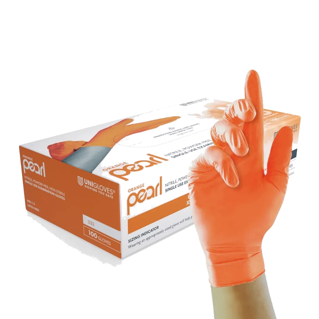 Unigloves Orange Pearl Nitrile Gloves