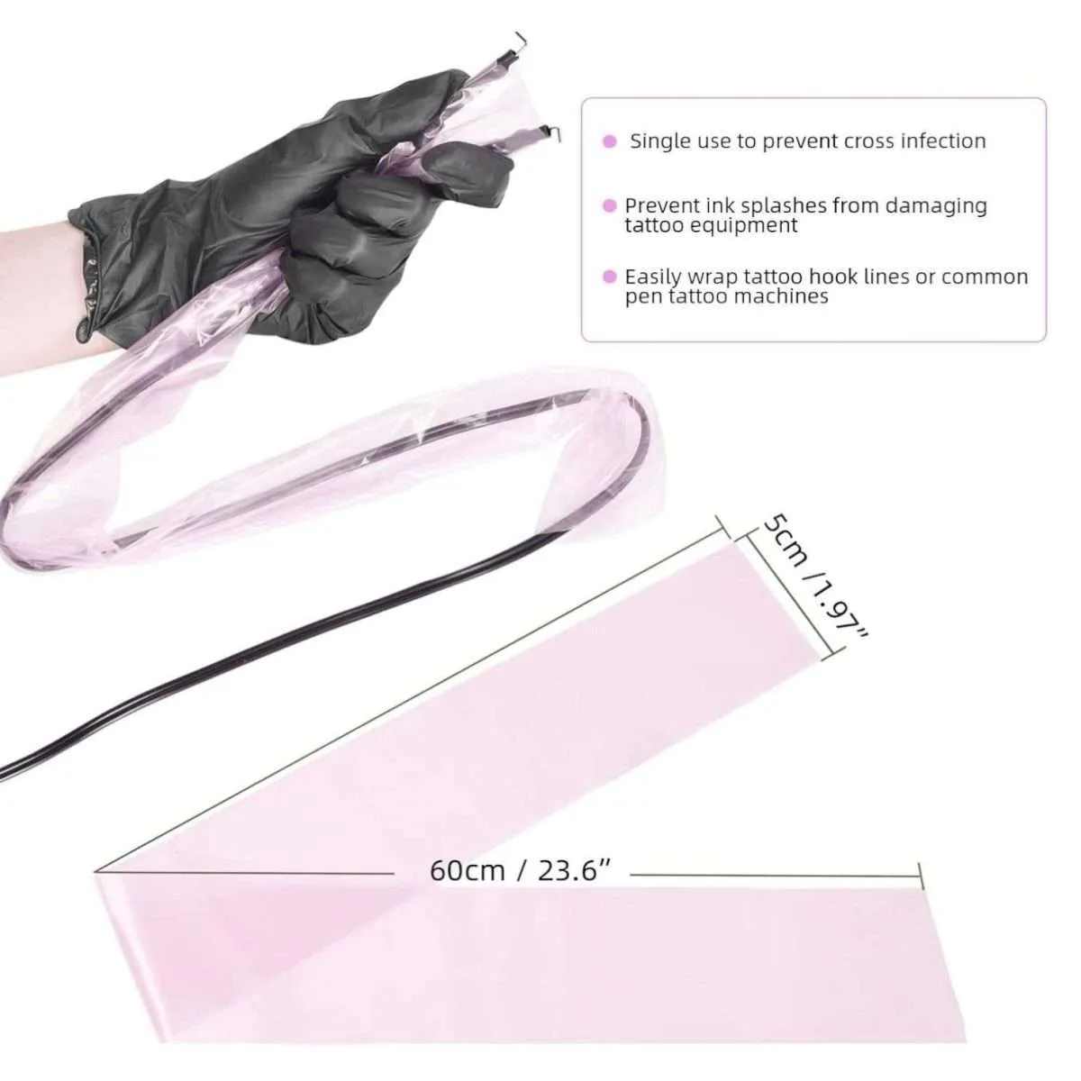100 Tattoo Clip Cord Sleeves Pink