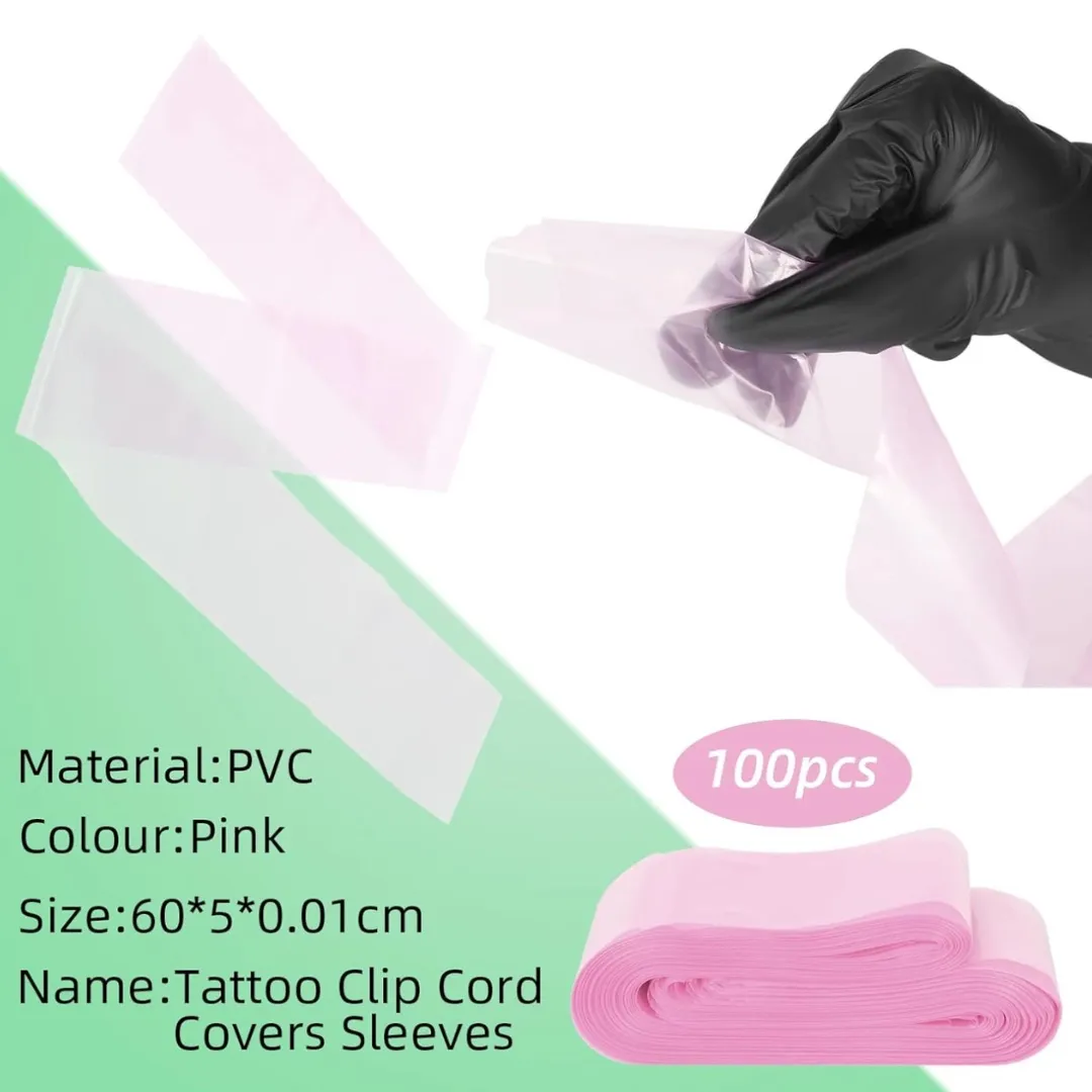 100 Tattoo Clip Cord Sleeves Pink