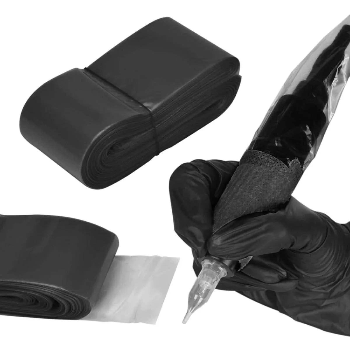 100 Tattoo Clip Cord Sleeves Black