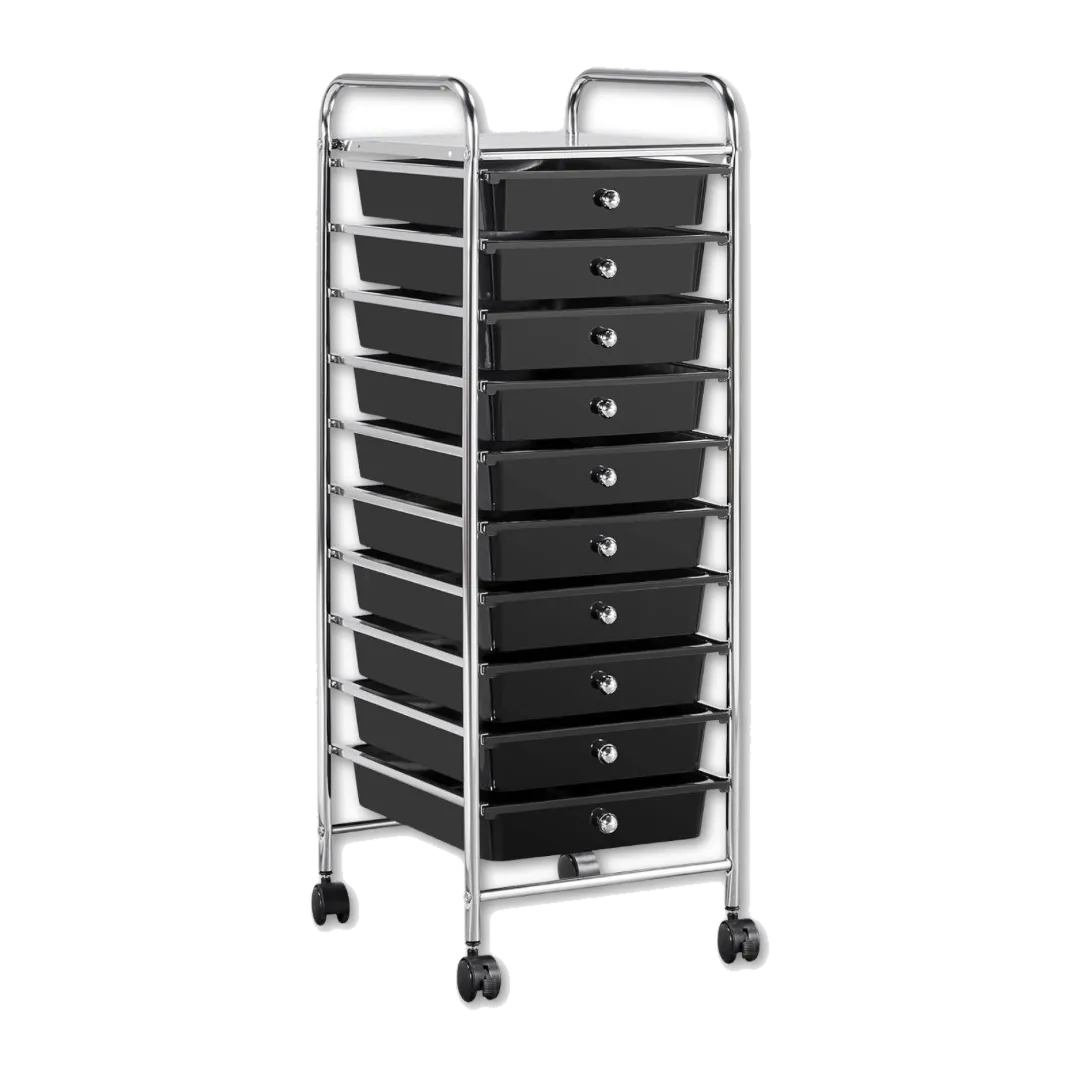 Black 10-Drawer Rolling Cart
