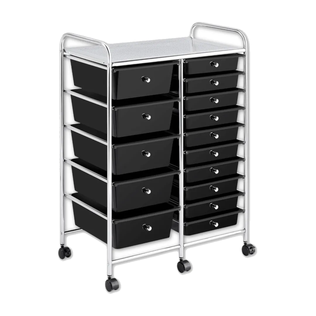 15 Drawer Rolling Cart - Black
