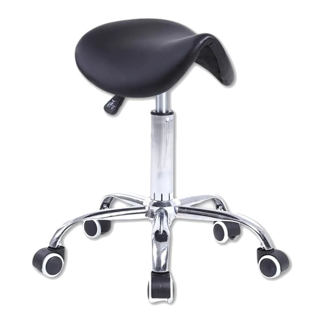 Ergonomic Rolling Saddle Stool - Black