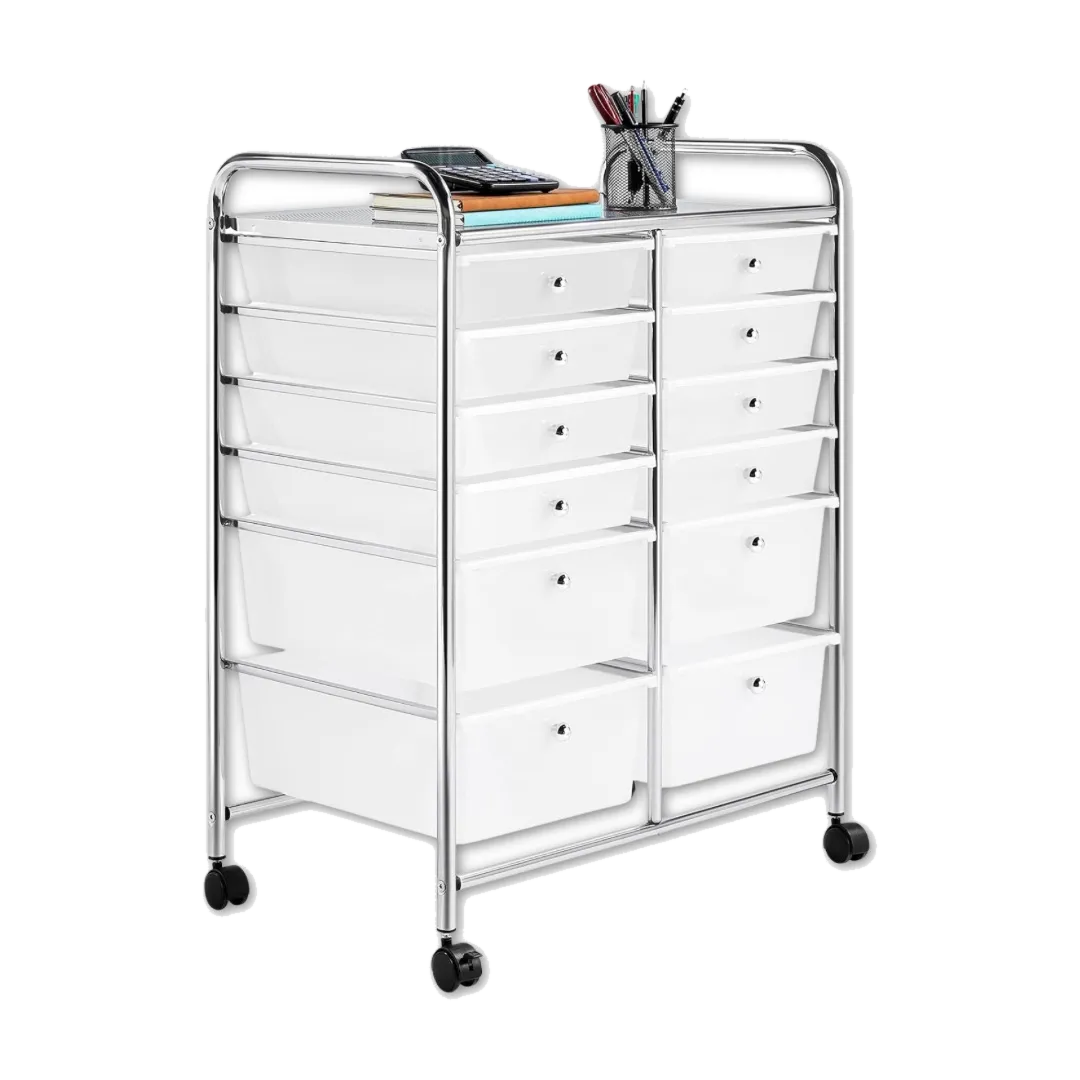 12 Drawer Rolling Cart – White