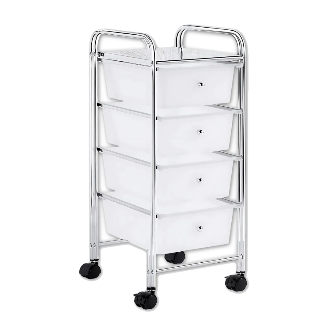White 4-Drawer Rolling Storage Cart