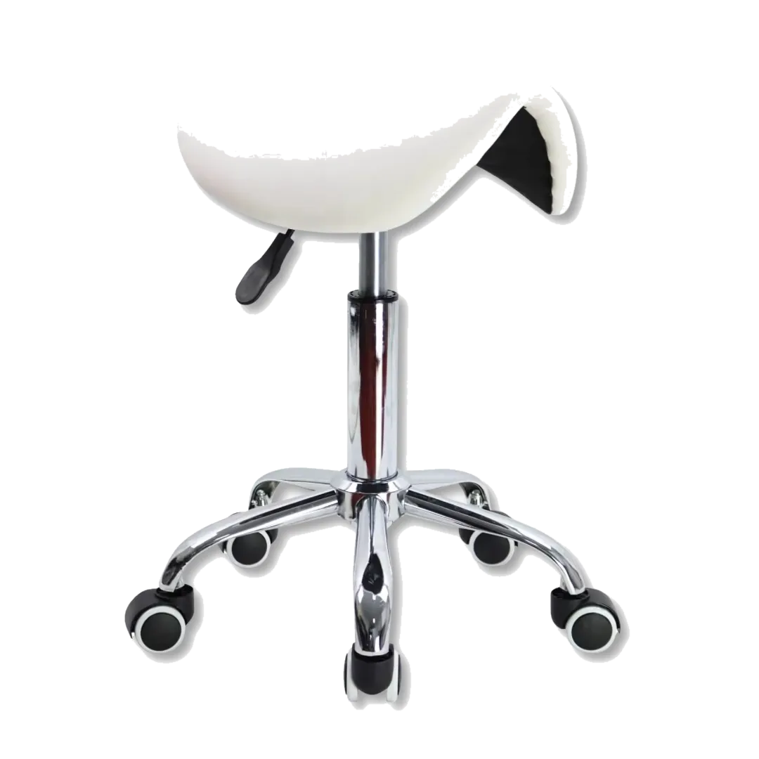 Ergonomic Rolling Saddle Stool – White