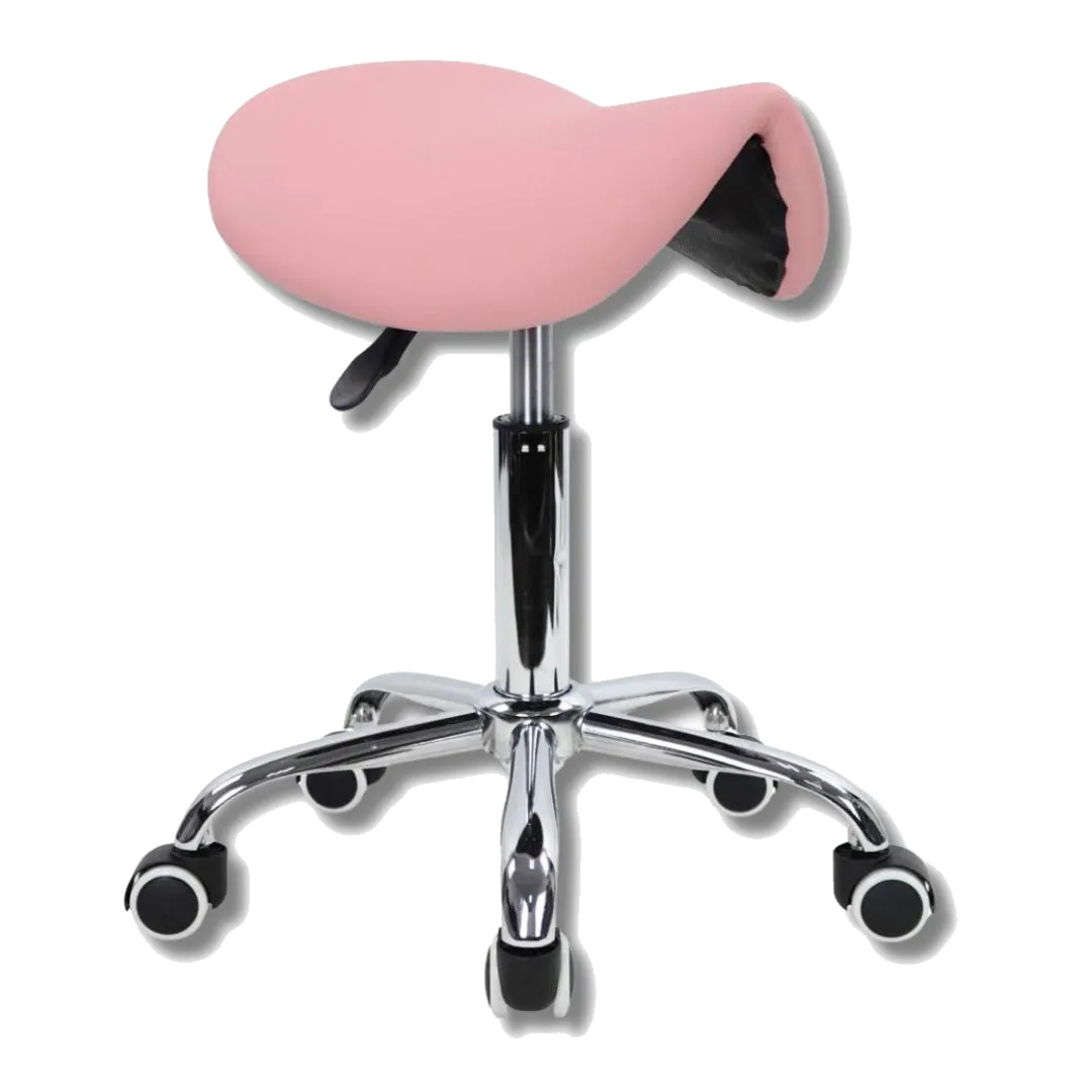 Ergonomic Rolling Saddle Stool – Pink