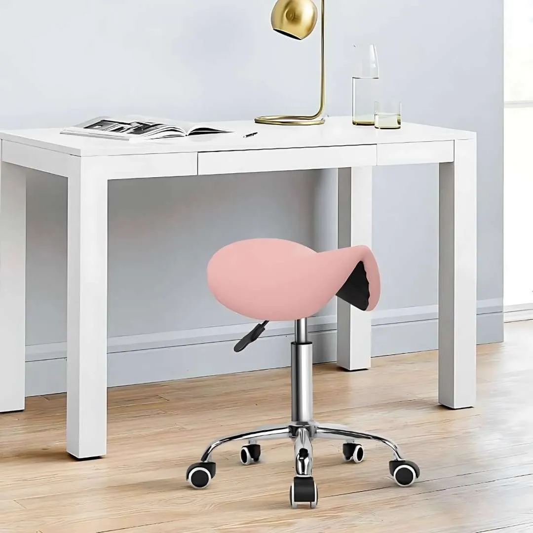 Ergonomic Rolling Saddle Stool – Pink